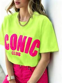 DrmWander Women's T-Shirt, Short Sleeve Graphic Tee, Casual Street Style, Cute Summer Top - 綠色 - 查看 4
