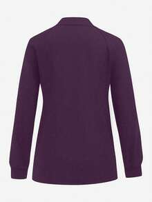 TaskEZ Solid Color Simple Zipper Pocket Long Sleeve Jacket Work Royal Blue Summer Maid - Red Violet - View 2
