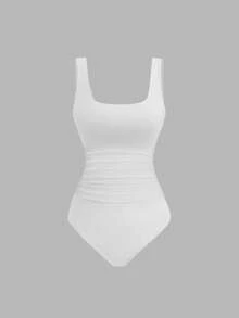 Sweetra Women's Solid Color Bodysuit Minimalist - Multicolor - View 11