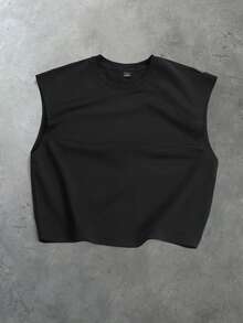 PAVTROS Men's Letter Print Crew Neck Casual Versatile Tank Top, Holiday - Black - View 3