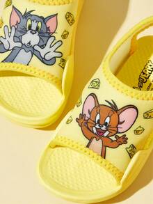 TOM & JERRY X SHEIN 嬰兒涼鞋，時尚可愛，透氣柔軟沙灘涼鞋 - 黃色 - 查看 2