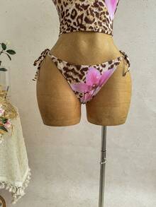 Soleia Set Baju Renang Tankini Wanita Musim Panas Motif Bunga Leopard untuk Pantai - MultiWarna - View 7
