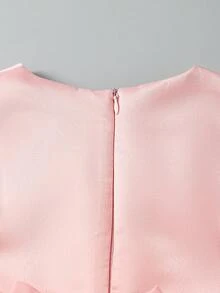 SHEIN Glamorique Kids Girls Princess Dress, Flower Girl, Birthday Party Wedding Holiday Dress, Satin Texture Fabric Sleeveless Pink 3D Flower Tulle Skirt With Back Tie Bow, Prom Dresses, Graduation Dresses, Summer Dress, Gorgeous Evening Gown - Pink - View 7