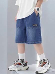 SHEIN Young BoyBlue Denim Shorts - Medium Wash - View 5