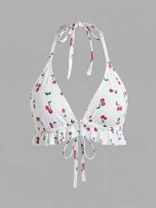 Sweetra CURVE 2026 New Summer Beach Vacation Fruit Print Sweet Minimalist Plus Size Bikini Top - Multicolor - View 1