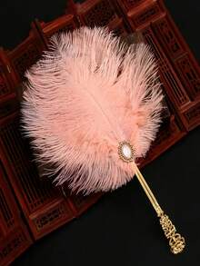 1pc Vintage Palace Luxury Fan Golden Handle Diamonds Pearls Hanfu Cheongsam Prop Elegant Hand Fan Banquets Balls Fashion Accessory Home Decor Women Day Gift Travel Essential Wedding Favor Bedroom Mothers Day Gift Summer Beach Decor - A - View 11
