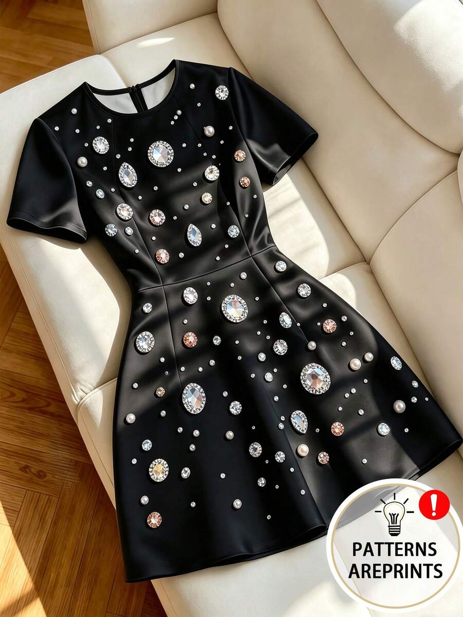 GlowEve CURVE Đầm bodycon co giãn in họa tiết trang sức thanh lịch cho nữ size lớn, đầm đen, đầm dạ hội, đầm xuân hè, trang phục đi biển, đầm tiệc thanh lịch, đầm thường ngày, đầm dự tiệc cưới, đầm dạ hội sang trọng cho nữ, trang phục nghỉ dưỡng cho nữ, đầm tốt nghiệp cho nữ, đầm sinh nhật cho nữ, trang phục kỳ nghỉ hè, đồ công sở đi làm cho nữ, phong cách đồng quê cho nữ - màu đen - Xem 1
