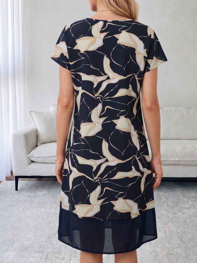 Women's Round Neck Short-Sleeve Dress With Random Striped Printsummer Outfits,Vacation Outfits Women,Going Out Outfits Casual Outfit For Women Spring Summer