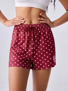 Loungeista 2pcs Solid Color Elastic Waist Drawstring Casual Sports Shorts - Multicolor - View 3
