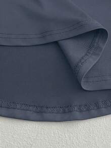 Elenzga Plus Size Women's Sexy Short Sleeve Casual/Office/Home/Outing Asymmetrical Hem Waist Fitted T-Shirt, Spring/Summer - Dusty Blue - View 7