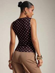 Hauture Women's Basic Casual Office Ruched Shoulder With Gold Decor Cowl Neck Top - Multicolor - View 2