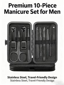 7/10/12/30Pcs Manicure Set, Nail Clipper & Ingrown Tool Kit For Men Women, Black Grooming Kit For Toenails Fingernails, Travel Case - Black - View 12