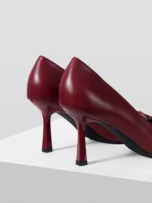 MOTF PREMIUM Zapatos de tacón alto para mujer, versátiles, de moda sencilla y generosa, adecuados para el trabajo, la oficina y el uso diario - Color caoba - Ver 8