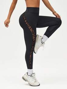 SHEIN Sports 女款休閒百搭緊身內搭褲 - 黑色 - 查看 6