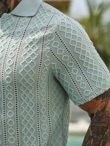 VENTUSAIL Men's Plus Size Summer POLO Shirt, Jacquard Fabric, Street Casual, Holiday - Green - View 5
