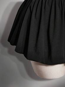 SHEIN ICON Plus Size Women's Solid Color Halter Neck Pleated Sexy Date Party Dress - Black - View 6