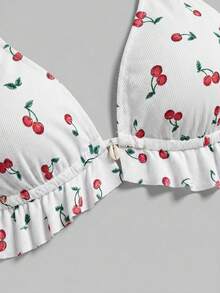 Sweetra CURVE 2026 New Summer Beach Vacation Fruit Print Sweet Minimalist Plus Size Bikini Top - Multicolor - View 5