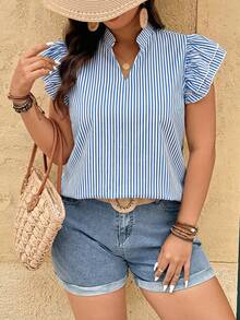 Breezaya Women's Plus Size Vacation Fashion White Pattern Short Sleeve Shirt Summer - Multicolor - View 6