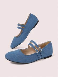 CUCCOO DOLLMOD Ladies Vintage Round Toe Dark Blue, Double Stripe Mary Jane - denim blue - View 3