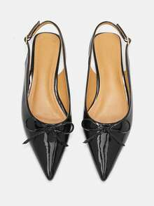 CUCCOO CURVES Damen Schuhe Damen spitz zulaufendes Schnallen Design Alltagstauglich Mode Breitleisten High Heels - Schwarz - Übersicht 2