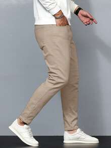 IRON GLYPH Men's Solid Color Jeans - Khaki - View 7