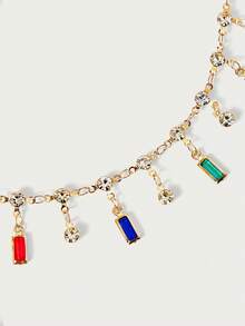 Glisma 1pc/2pcs Rainbow Color Butterfly Crystal Tassel Necklace, Luxury Mini Brand Design, Exquisite Layered Choker Chain Necklace,Party, Holiday Wear - Multicolor - View 8