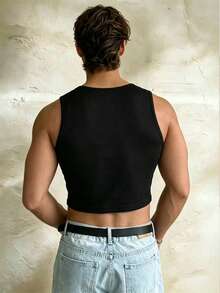 Manfinity Dauomo Herren Cut Out Metall Ketten Sexy Weste - Schwarz - Übersicht 2