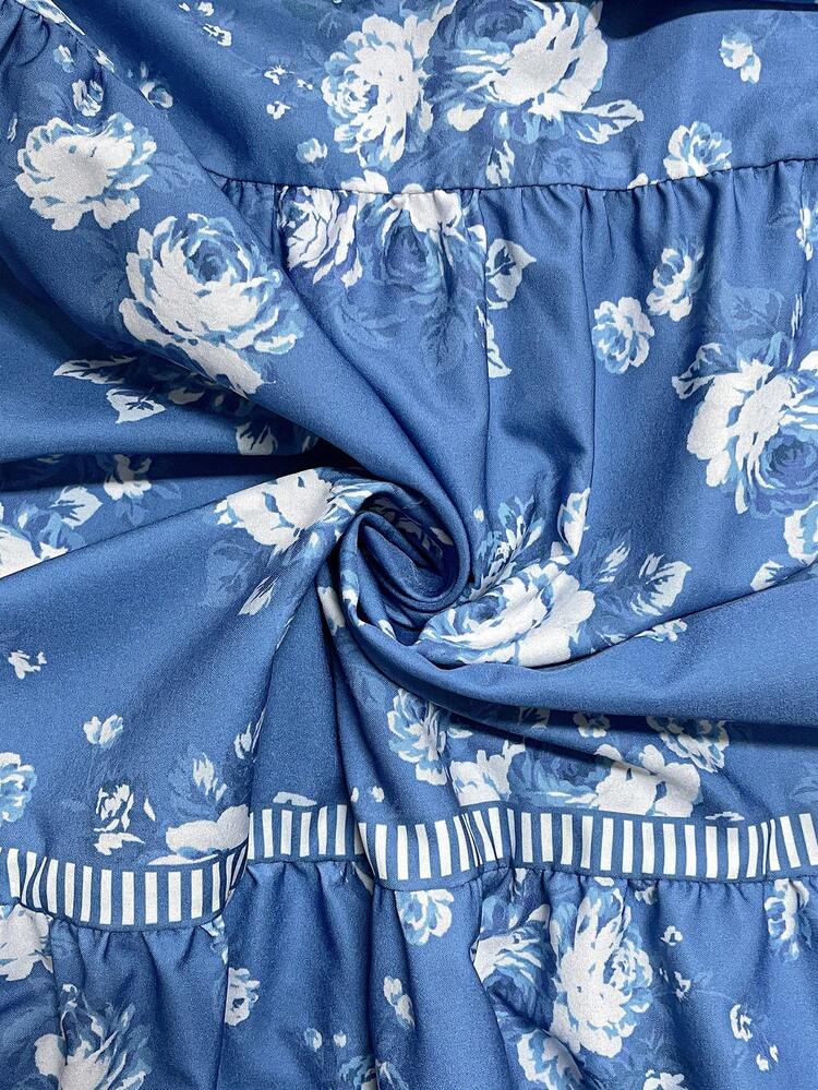 Plus Size Women's Floral Print Casual Versatile Daily Outing Skirt