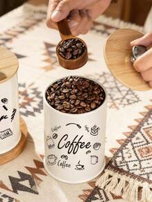 This 3 Pieces Set Of Iron Coffee Storage Containers, Tea And Coffee Bean Storage Containers, Kitchen Food Seasoning Storage Boxes/Jars, With Airtight Lids, Moisture-Proof, Suitable For Storing Coffee Beans, Tea, Salt, Sugar And Grains In The Kitchen. - Apricot - View 4