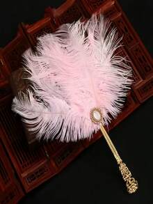1pc Vintage Palace Luxury Fan Golden Handle Diamonds Pearls Hanfu Cheongsam Prop Elegant Hand Fan Banquets Balls Fashion Accessory Home Decor Women Day Gift Travel Essential Wedding Favor Bedroom Mothers Day Gift Summer Beach Decor - A - View 5