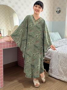 DAZY Tween Girls Printed Nightgown Loungewear - Green - View 4