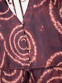 Nöista Bộ jumpsuit đi biển dáng rộng màu nâu, in họa tiết nhuộm tie-dye, có dây buộc ở eo để điều chỉnh. Tay dài có chun ở cổ tay. Trang phục thường ngày cho nữ, trang phục đi biển cho nữ, quần áo nữ mùa xuân hè, trang phục mùa hè cho nữ, thanh lịch. Thích hợp cho kỳ nghỉ, đi chơi, đám cưới, tiệc tùng, lễ hội, kỳ nghỉ hè. - màu nâu - Xem 8