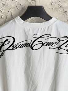 Manfinity ZONE917 Men Boxy Cropped Casual Fashion Cursive English Angel Wings Art Print White Short All-Cotton Tank Top, Holiday - Multicolor - View 2