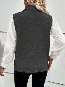 EMERY ROSE Fashion Casual Versatile Autumn/Winter/Spring Inner/Outer Wear Dual-Use Criss-Cross Women's Sweater Vest - Dark Grey - View 2
