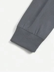 TaskEZ Chaqueta de uniforme de enfermería de unicolor con mangas raglán largas y cierre de cremallera - Gris - View 3