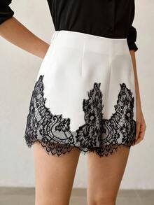 MOTF PREMIUM ELEGANT CONTRAST LACE SHORTS DATE NIGHT PARTY WHITE FLORAL SUMMER - White - View 7