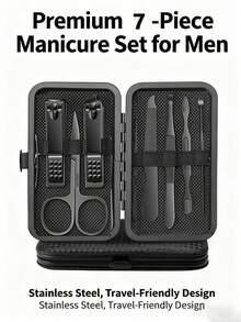 7/10/12/30Pcs Manicure Set, Nail Clipper & Ingrown Tool Kit For Men Women, Black Grooming Kit For Toenails Fingernails, Travel Case - Black - View 10