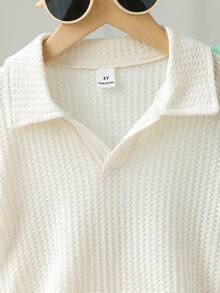 SHEIN 幼童男孩 6 件組紋理 Polo 領上衣褲子套裝 初秋返校休閒童裝穿搭 - 彩色 - 查看 6