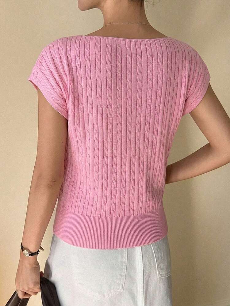 Women's Casual Solid Color Off-Shoulder Knit Top, Spring/Summer