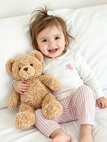 SHEIN Vintaside Kids Baby Girls' 3D Bow Decor Top & Ribbed Pants 2pcs Pajama Set - Multicolor - View 7