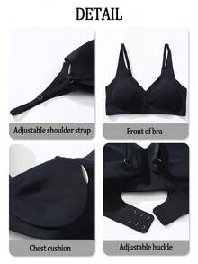 SHEIN 1件女款純色極簡百搭運動內衣，健身上衣，女款健身服，女款健身套裝，健身服，女款運動裝 - 黑色 - 查看 5