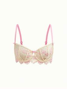 PetitDoll Sweet & Cute Dual-Tone Lace Wireless Bra - Yellow - View 3