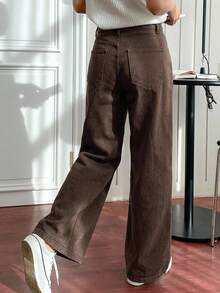 DAZY Slant Pocket Jeans - Coffee Brown - View 9