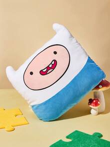 ADVENTURE TIME X SHEIN 1P'c Cartoon Throw Pillow, Beautifully Embroidered Design, Can Decorate Your Home, Office, Bedroom Or Sofa - Blue and White - View 5