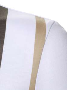 Calvornis Fashion Summer Men's Half-Zip Striped POLO Shirt, Formal - Multicolor - View 4
