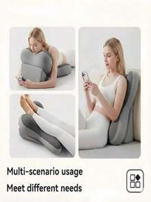 1个可调节可拆卸人体工学记忆棉靠背枕，床楔形枕，带腿部抬高功能，倾斜支撑背部，适用于床上、沙发上阅读，旅行、居家、卧室必备 - 均碼 - 查看 12