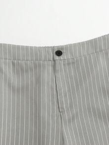 SHEIN PETITE PETITE-D 系列女款通勤簡約條紋直筒長褲 - 燧石 - 查看 6