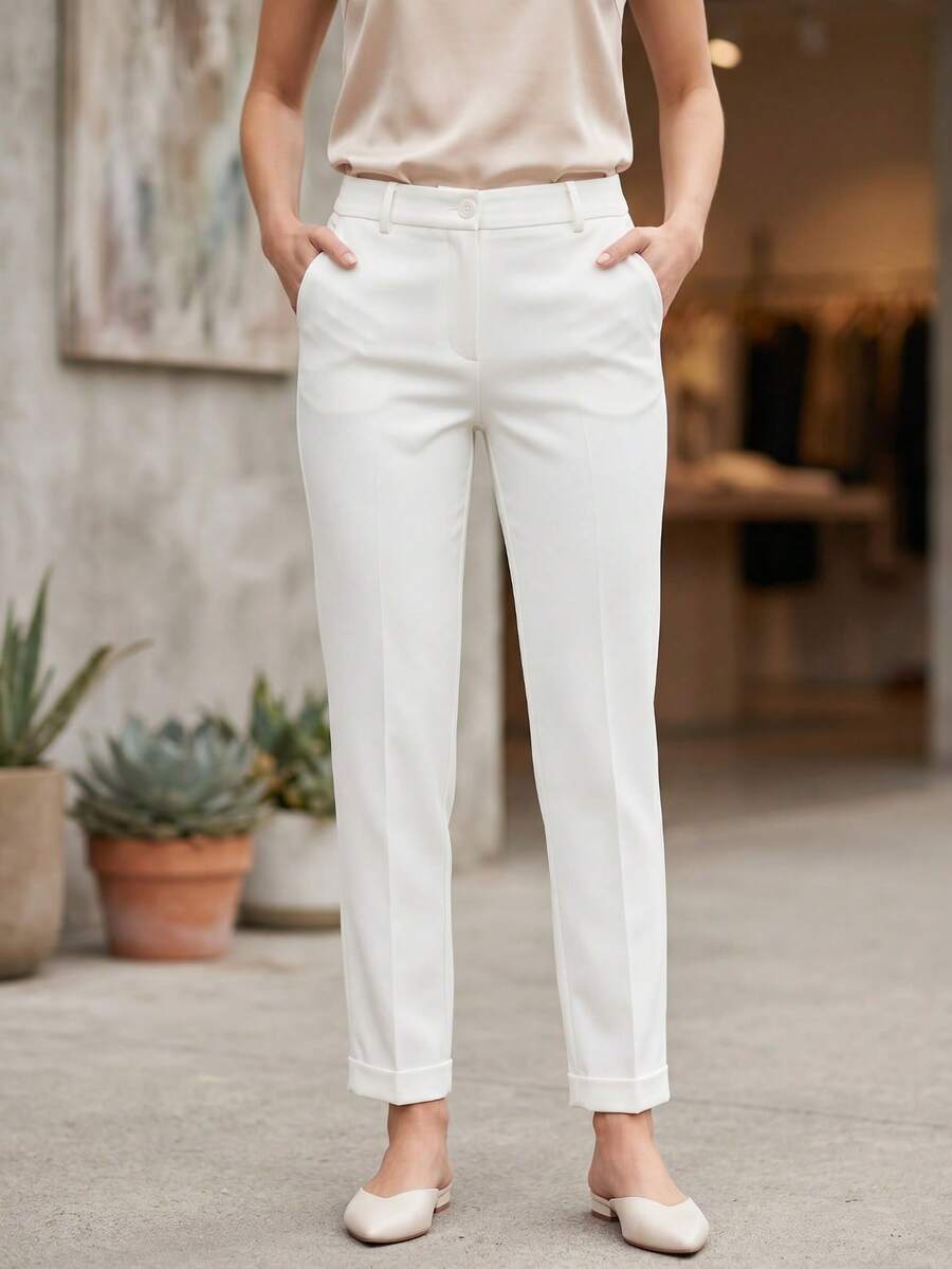 Pantalon para vestir de mujer - Blanco - Ver 1