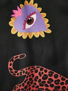 Chillnights Young Fashion Vibrant Heart Leopard Eye & Solid Color Print Satin Plus Size Women's Robe - Multicolor - View 4
