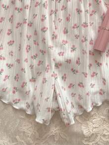 SHEIN Casual Underwear&Sleepwear 女士碎花吊带背心和短裤睡衣套装 - 白色 - 查看 6